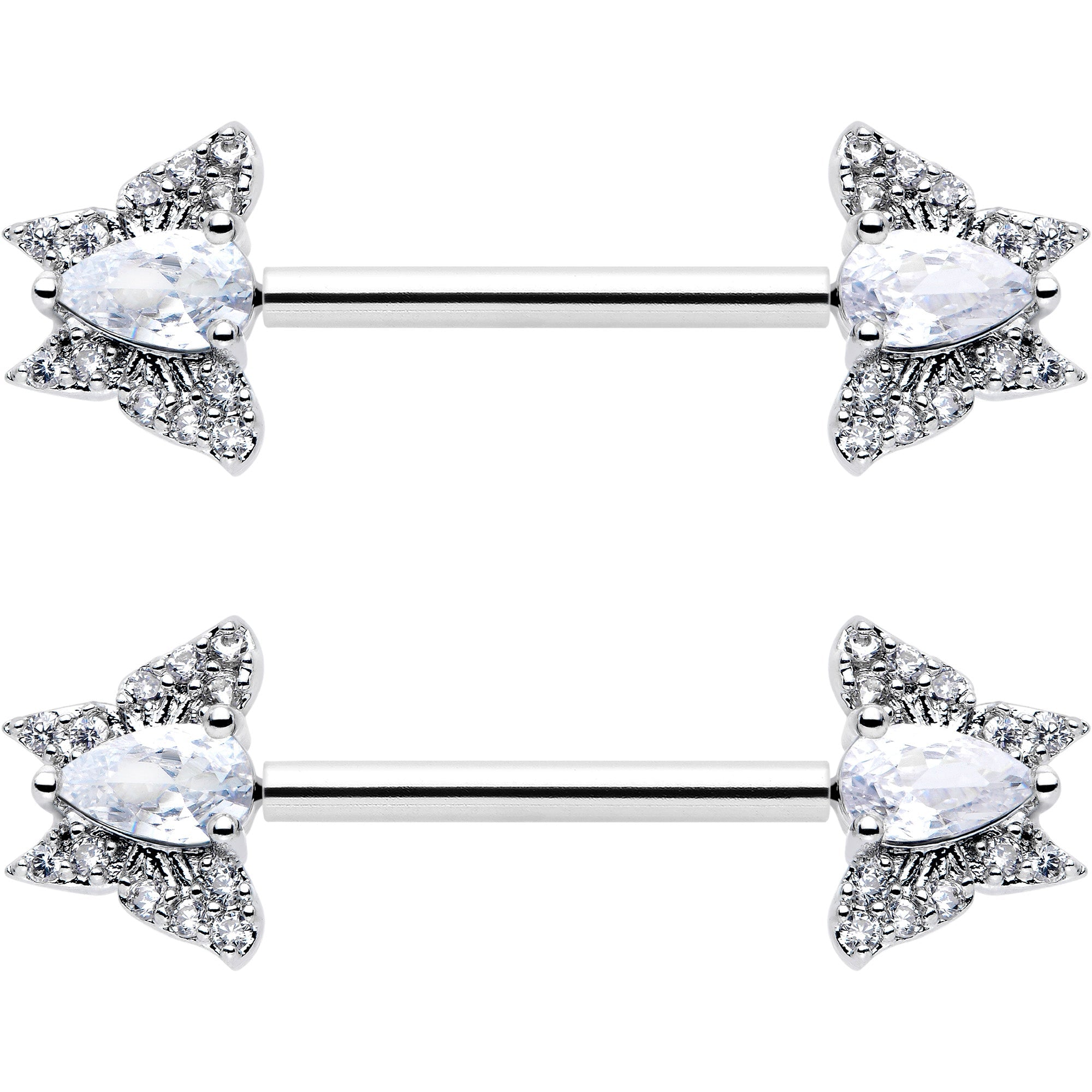 14G 9/16 Style Butterfly Threadless Nipple Ring Set