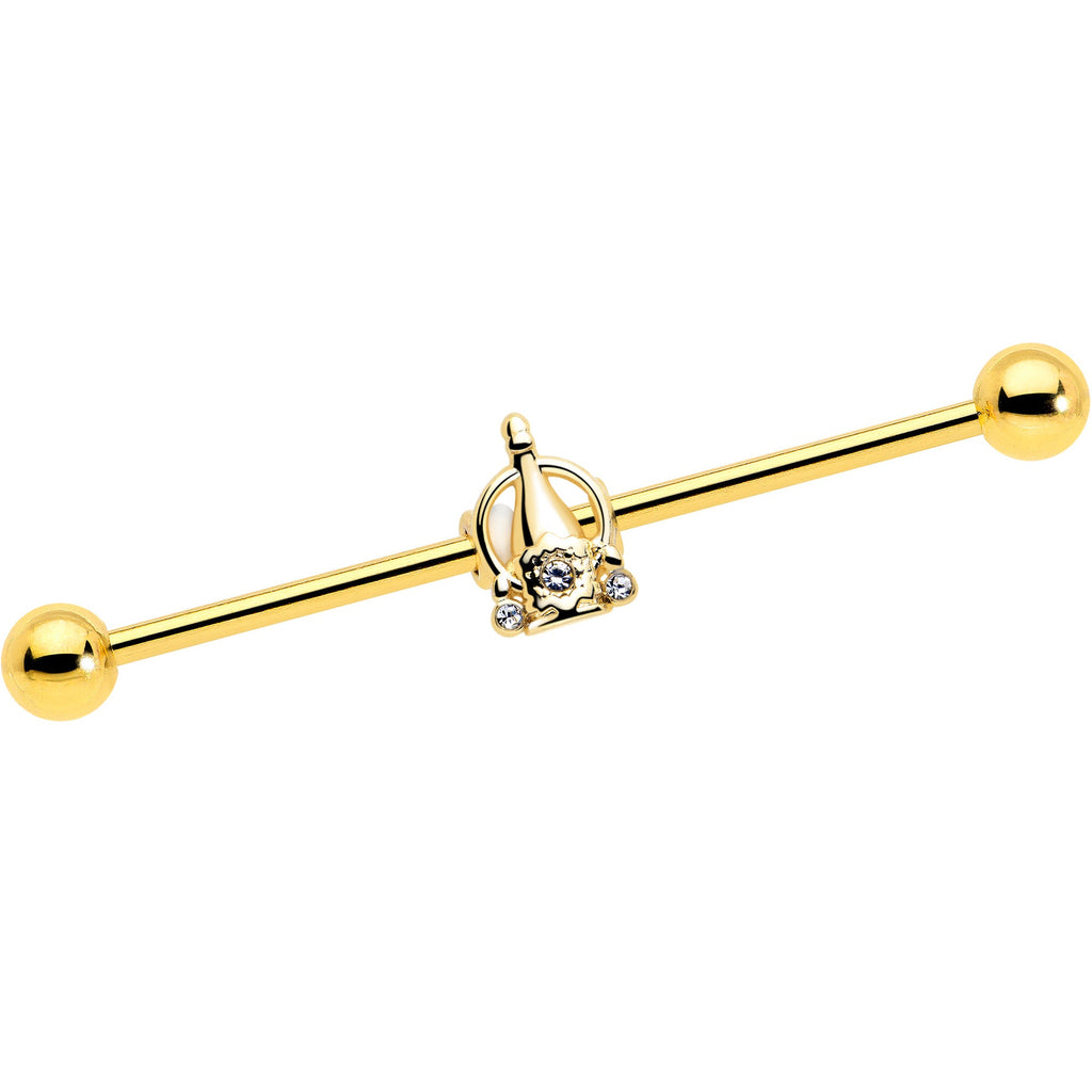 14G Clear Gem Champagne Dreams Industrial Barbell 38mm